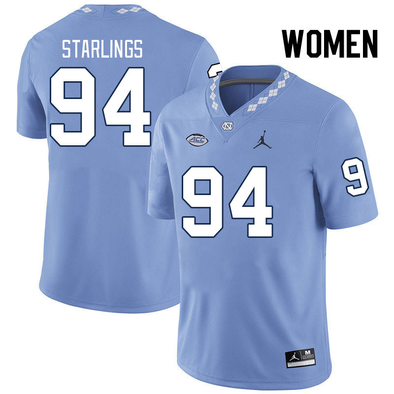 Women #94 Joel Starlings North Carolina Tar Heels College Football Jerseys Stitched Sale-Carolina Bl